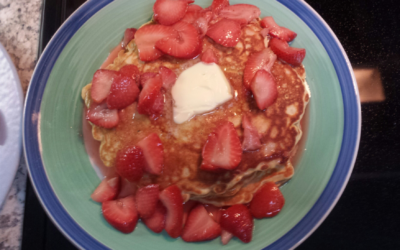 Whole Wheat Zucchini Pancakes w/ Maple Berry Syrup