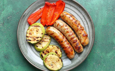 Grilled Chicken Sausage with Zucchini, Peppers, and Asparagus