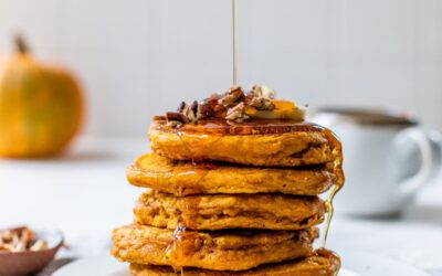 Healthy Whole Wheat Halloween Pumpkin Pancakes